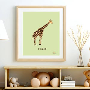 Giraffe wall art  - Childrens prints - Childrens wall art  - Art for kids bedroom - Childrens art print - Wild Animals art -Jungle Theme
