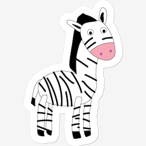 Cute Zebra Sticker , Animal  Sticker, Zebra Vinyl Sticker, Animal Lover , 3&quot; x 4&quot; Die Cut Sticker, Sticker for Laptops, Gym Bottle, Zebra