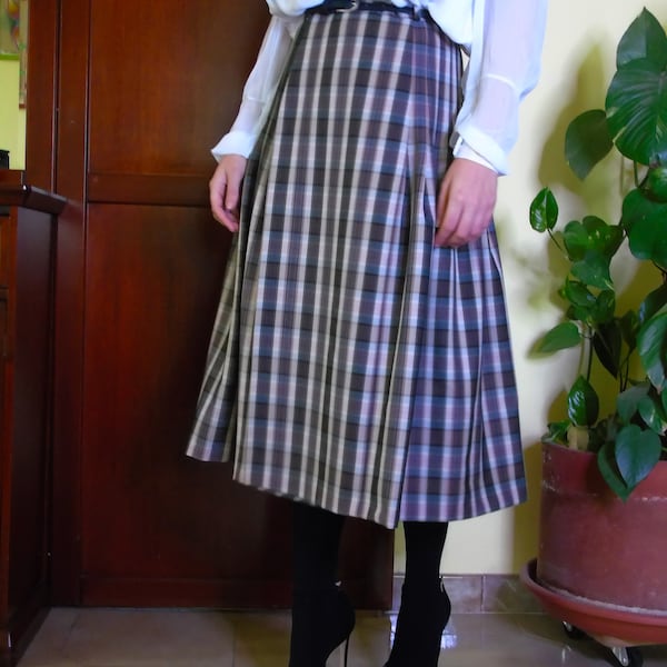 Gonna a portafoglio da donna, in Tartan di lana A/I