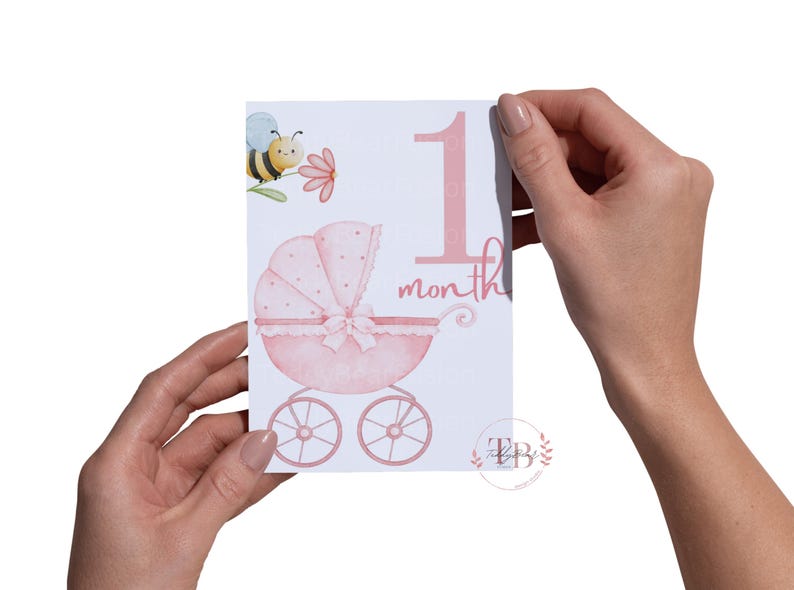 Baby Girl Milestone Cards | Pink Watercolor, Holiday (digital Download ...