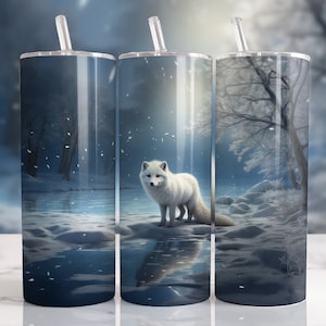Gobelet de Noël 20 oz renard arctique Wrap Noël magique sublimation Design renard arctique gobelet skinny PNG Téléchargement numérique instantané
