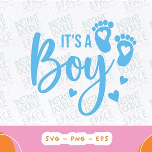 Es un niño, baby shower, Svg, archivo Png para sublimación Cricut, diseño de camiseta, descarga digital Svg, revelación de embarazo, archivo PNG SVH