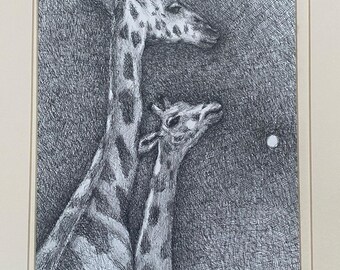 Giraffe - Pen and Ink