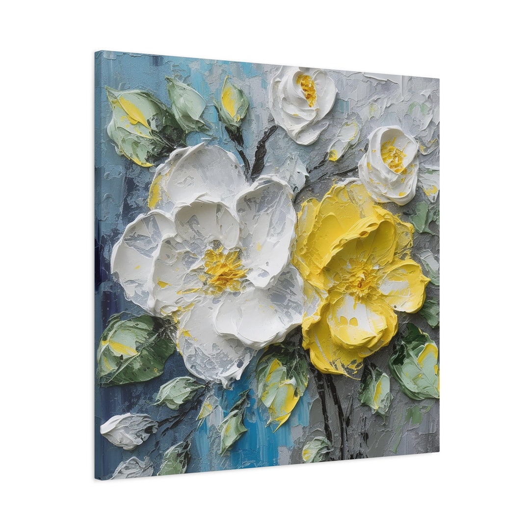 Textured Effect Floral Canvas,3d Effec Art,floral Art,pastel Coloured