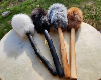 Mazo de tambor chamánico - extra suave - piel de conejo - mazo - baqueta