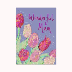 Merveilleuse carte maman / Un bouquet de fleurs / Bonne fête des mères avec des tulipes / Carte positive de la meilleure maman / Carte de fleurs / Belle carte de fête des mères