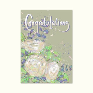 Carte de félicitations avec des roses / Un bouquet de fleurs / Dites félicitations avec des roses / Carte de mariage / Carte d'anniversaire / Carte de félicitations
