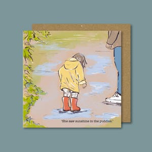 La gioia delle pozzanghere / Biglietti d'ispirazione / Biglietti positivi per gli amici / Biglietti "Prenditi un momento" / Biglietto vuoto / Illustrazione con penna e inchiostro / Tempo per la famiglia