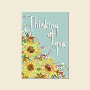 Carte Je pense à vous tournesols / Carte Get Well Soon / Carte bonne chance / Montrez à quelqu’un dont vous vous souvenez