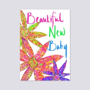 Belle carte de naissance / Bienvenue au monde / Carte de vœux pour nouveau-né / Carte pour nouveau-né garçon / Carte pour nouveau-né fille / Fleurs pour un nouveau-né
