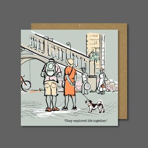 In attesa di indicazioni / Biglietti d'ispirazione / Biglietti positivi / Biglietti "Prenditi un momento" / Illustrazione con penna e inchiostro / Biglietto per anniversario di matrimonio