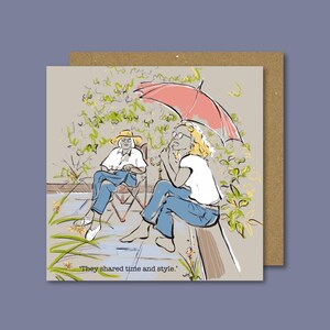 Selección de sombrillas / Tarjetas inspiradoras / Tarjetas positivas / Tarjetas para tomarse un momento / Ilustración en pluma y tinta / Tiempo en familia / Tarjeta para la abuela