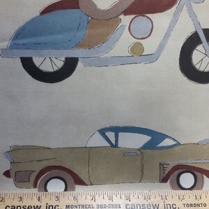 Easy Rider by Prestigious Fabrics Cotton Fabric by the Yard - Printed 100% Cotton Fabric in Tan, Blue and Off White