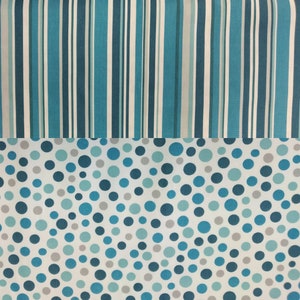 Rain Drops by P Kaufman Fabrics, Cotton Fabric by the Yard - 2 Coordinating 100% Cotton Fabrics Stripes and Dots
