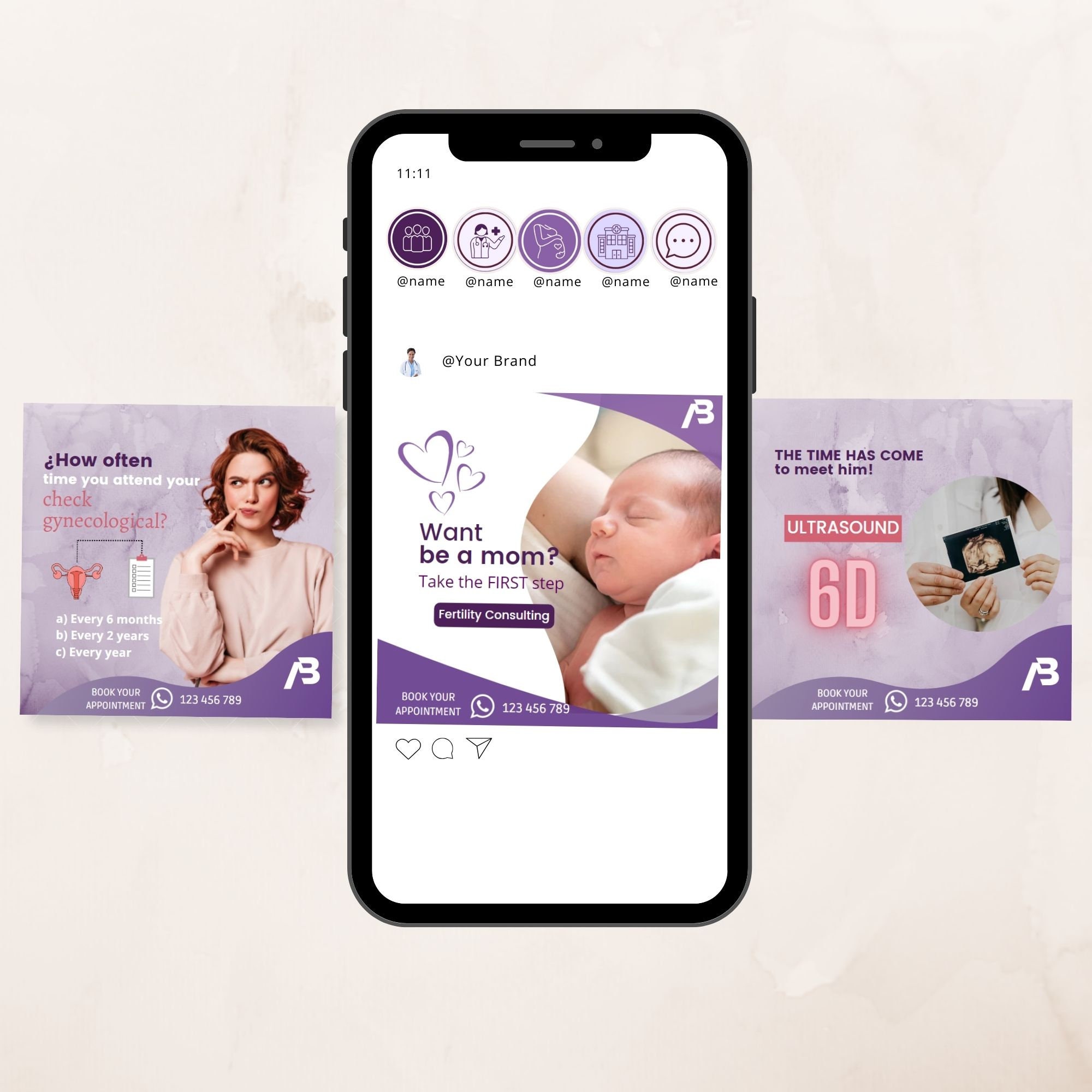 Professional Obstetrics and Gynecology Social Media Kit: Canva ...