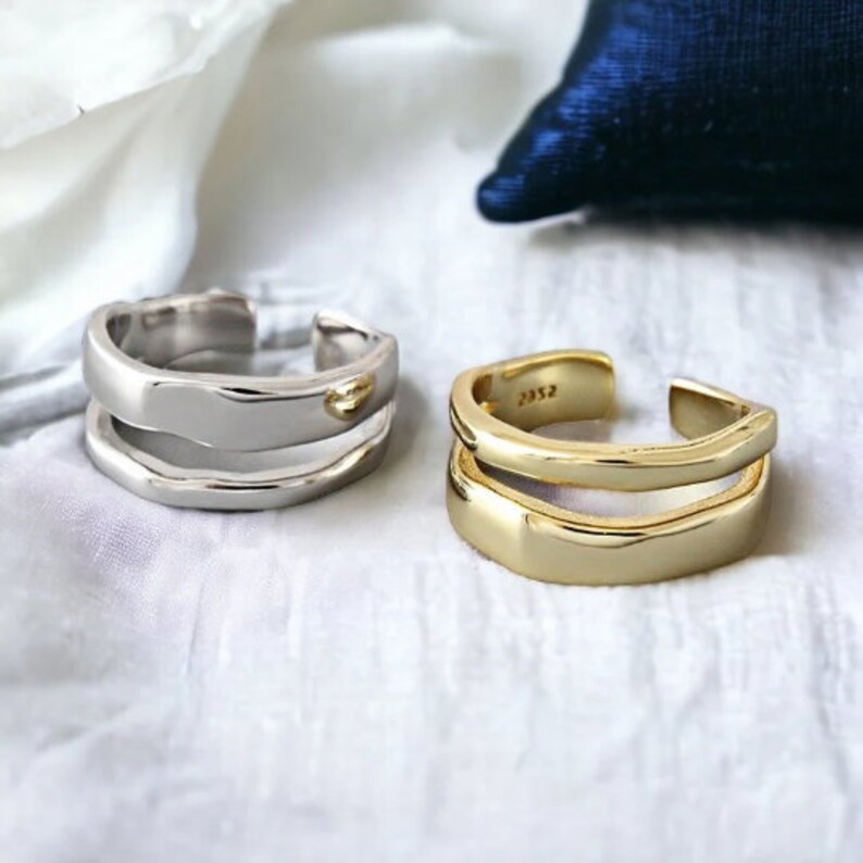Multilayer Open Ring for Her Twist Two Circle Rings for - Etsy