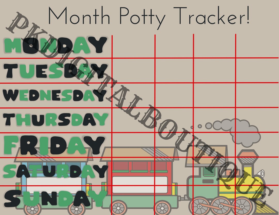 Train Potty Training Chart, Printable Potty Training Chart, Potty Training Chart With Stickers ...