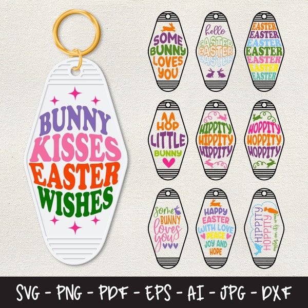 Hotel Keychain Svg Bundle, Easter Keychain Svg, Happy Easter Keychain, Bunny Keychain Svg, Custom Design Vector, DXF files for Laser