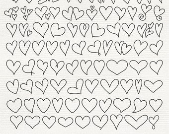 Doodle Hearts SVG-bundel: Love Heart-clipart, vectorbestanden (digitale download)