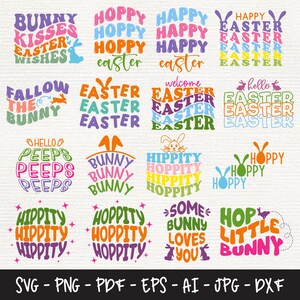 Happy Easter SVG Bundle Część 3, Kolorowe wzory wielkanocne, Cytaty wielkanocne, Króliczek wielkanocny svg, Hippity Svg, Hoppity Svg, Witamy Wielkanoc