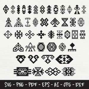 Pakiet wzorów etnicznych Svg, Wzory tradycyjnych dywanów, Wzory etniczne tureckie, Motywy anatolijskie, Plik DXF dla lasera, Pliki Svg dla Cricut