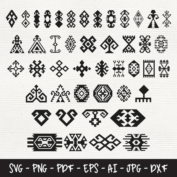 Ethnic Patterns Svg Bundle, Traditional Rug Patterns, Turkish Ethnic Patterns, Anatolian Motifs, DXF File for Laser, Svg Files for Cricut