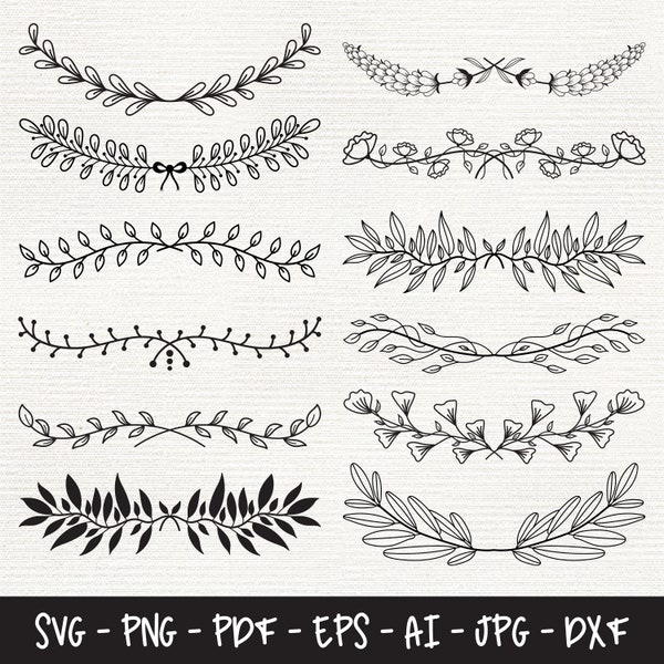 Dividers SVG Bundle, PART3,  Decorative Text Dividers Svg, Flowers Dividers svg,  Lavender Border,  Wedding Ornaments,  Leaf Divider Svg