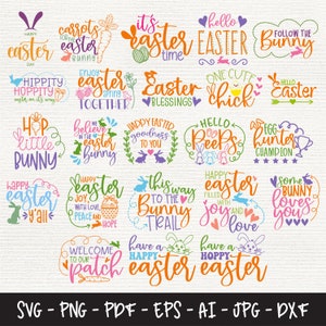 Happy Easter SVG Bundle Część 2, Kolorowe wzory wielkanocne, Cytaty wielkanocne, Zając wielkanocny svg, Pisanka svg, Witaj Wielkanoc, Witaj Wielkanoc