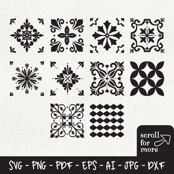 Tiles Pattern Bundle SVG, Vinyl Tiles Cricut Svg, Kitchen Tiles Pattern, Tiles Design Svg, Bathroom Tiles Pattern