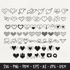 Herzen SVG Bundle Teil 2, Herz Vektor, Herz Clipart, Liebe SVG, Doodle Herzen, Valentine Herz svg, Silhouette Dateien, Herz geschnitten Dateien
