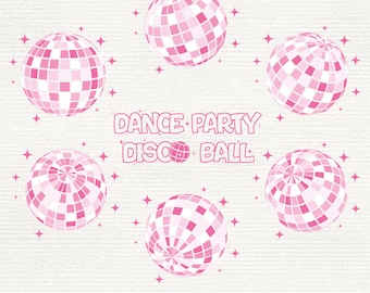 Pink Disco Ball SVG Bundle: 70s Party Clip Art (Digital Download)