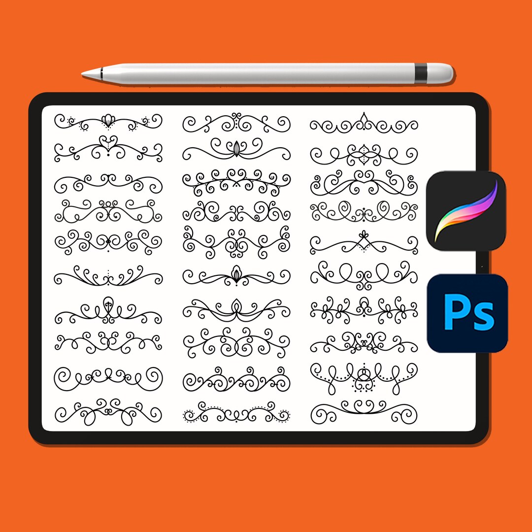 Procreate Text Divider Brushes, PART 1, Dividers Borders Stamps ...