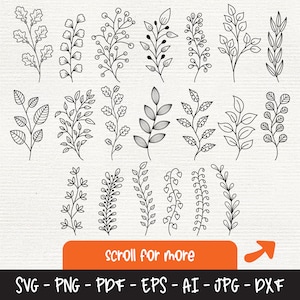 Pakiet Liście Svg Część 1, Liść Svg, Liście ClipArt, Pliki DXF dla Lasera, Pliki Svg dla Cricut, Rośliny Svg, Botaniczny Svg, Zieleń Svg