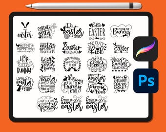 Easter Stamps and Brushes for Procreate & Photoshop (Digital Download)