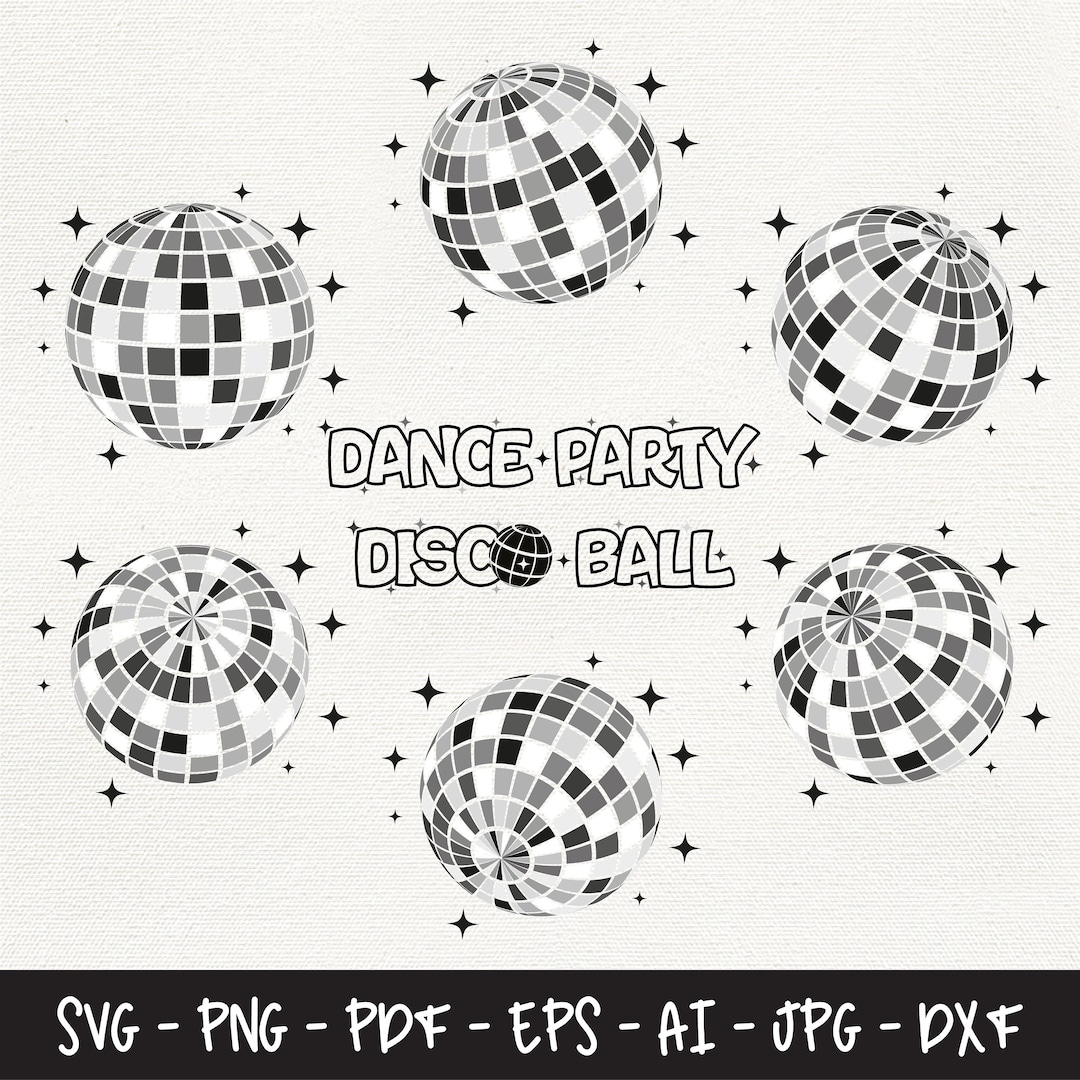 Disco Ball Svg Bundle, Disco Ball Black, Disco Ball 70s Svg, Party Svg