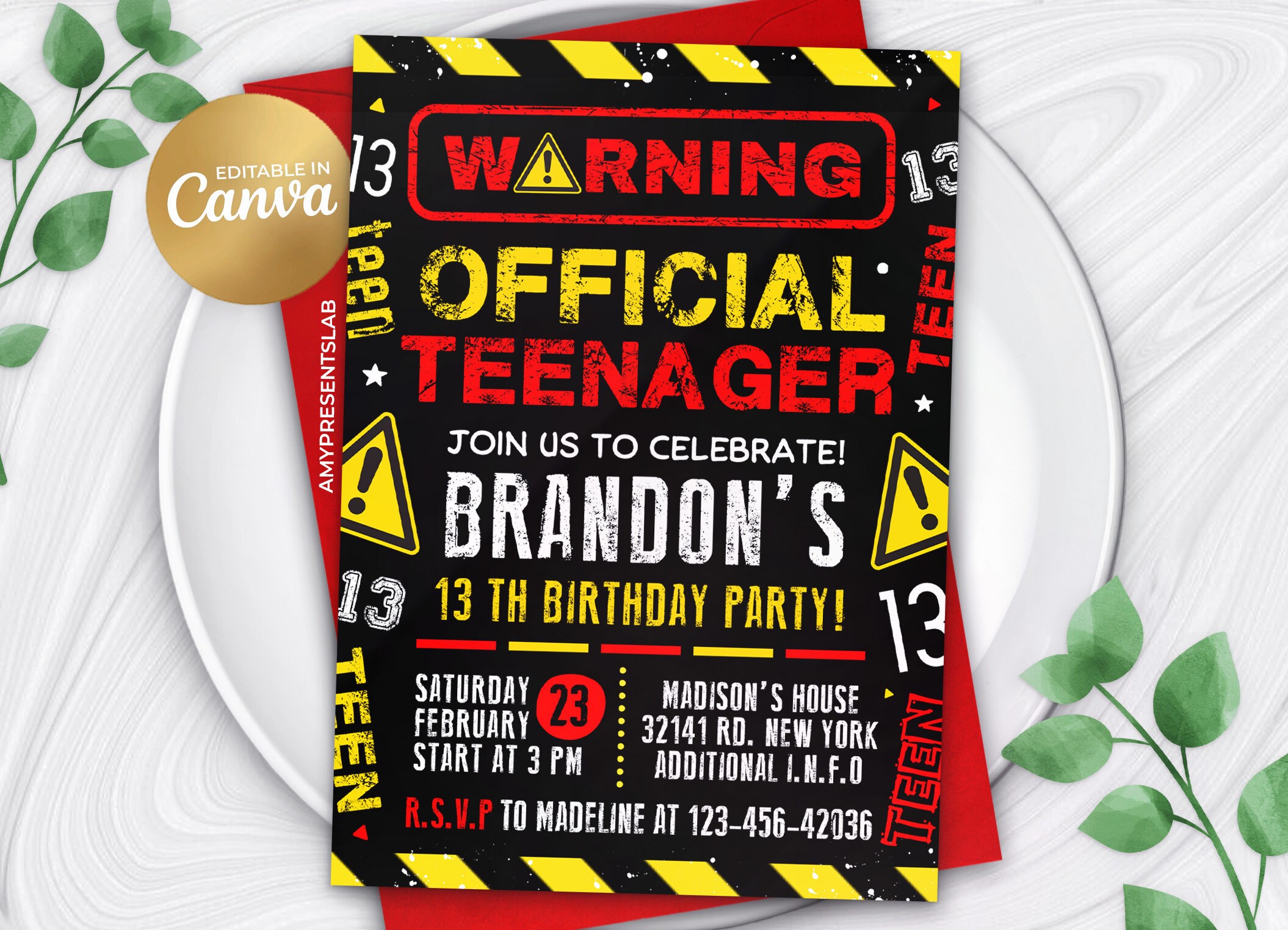 Warning Official Teenager 13th Birthday Invitation, Teenager 13th ...