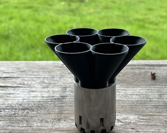 Zes trechters voor .44 cal dop en kogelrevolver