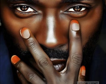 Ritratto artistico di uomo nero: mascolinità moderna, arredamento LGBTQ (download digitale)