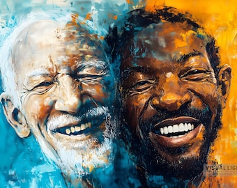 AI Gay Couple Portrait Art: Black Art Home Decor Digital Download