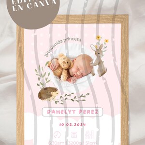 Tema di nascita modificabile, foglio di nascita del bambino, regalo per neonato, decorazioni per la cameretta del bambino, modello modificabile per bambino, stampa digitale per bambino