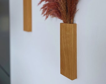 Wall vase wood oak, wall decoration, wooden vase, hanging vase, wooden wall pocket, wall decoration, solid decorative vase