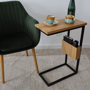 Wood and metal side table, sofa table, coffee table, laptop table image 1