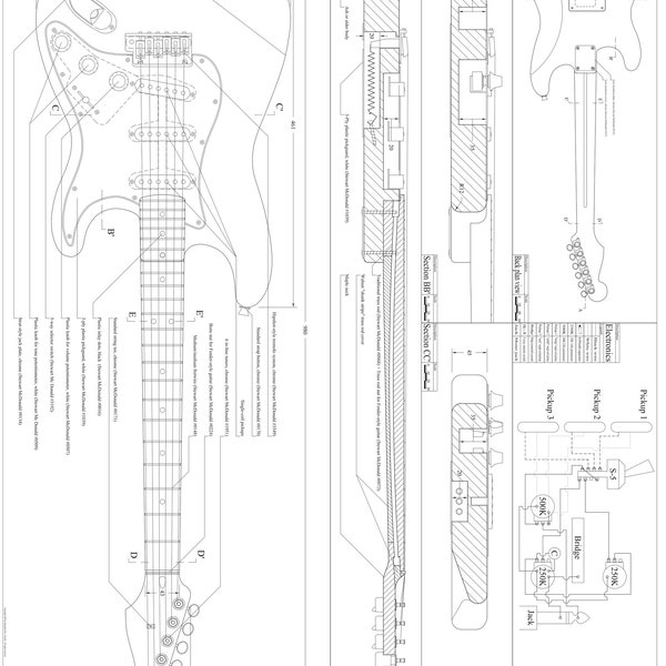 Fender Stratocaster Luthier plans, PDF, Blueprint, Guitar build