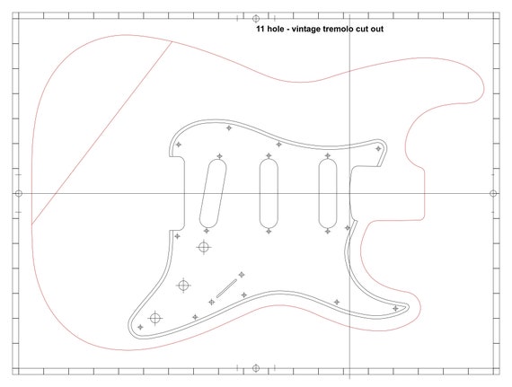 vintage ストラト採寸　スチール　テンプレート Fender Stratocaster Luthier Plans, PDF, Blueprint, Guitar Build