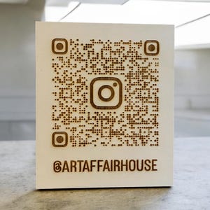 Instagram QR-code aangepast houten bord, IG sociale media gepersonaliseerde scandisplay plaquette, gegraveerd logo bedrijf marketing winkel decor ambacht