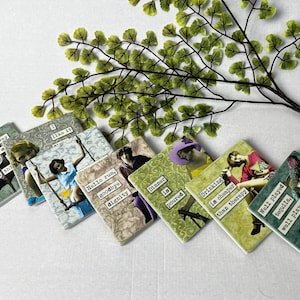 Funny Ladies Drink Coaster Set  Sarcastic Ladies Barware Coaster Vintage Ladies Home Decor Coasters Comic Ladies Hostess Gift 8 Designs