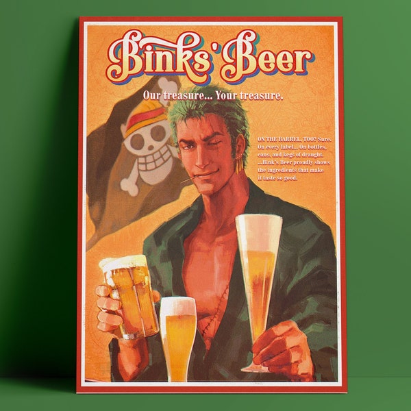 Bink's Beer - Vintage Pirate Anime Poster
