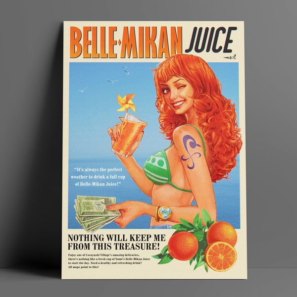 Pirate Orange Juice - Vintage Pirate Anime Poster