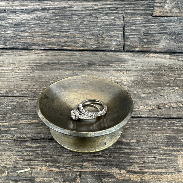 Hand forged steel bowl (small), Hand forged jewelry dish, Wedding band, everyday bowl, ring dish