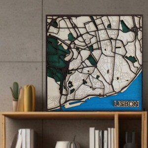 Mapa de Ciudad de Madera de Cualquier lugar del mundo Personalizado